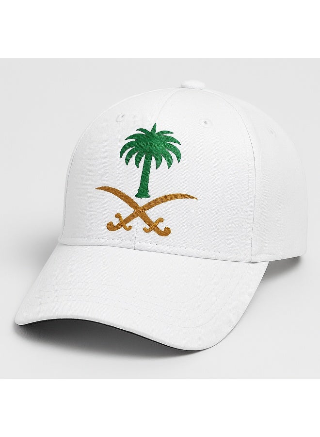 HFA Saudi cap, white cap, cap with the Kingdom's logo, national cap, sports cap, palm tree and sword cap, men's cap, women's cap, national occasion cap, elegant cap, luxury cap, casual cap. - Image 1