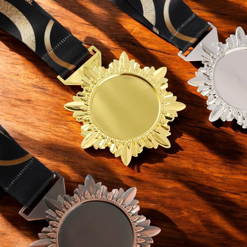 ArtRight Designer Medal for Sport & Events - Set of 3, Professional Gold, Silver, Bronze Medals with Color Tag & Ribbon, 1st, 2nd, 3rd Winner Medals (6.5cm Diameter, 60gm) - Image 3