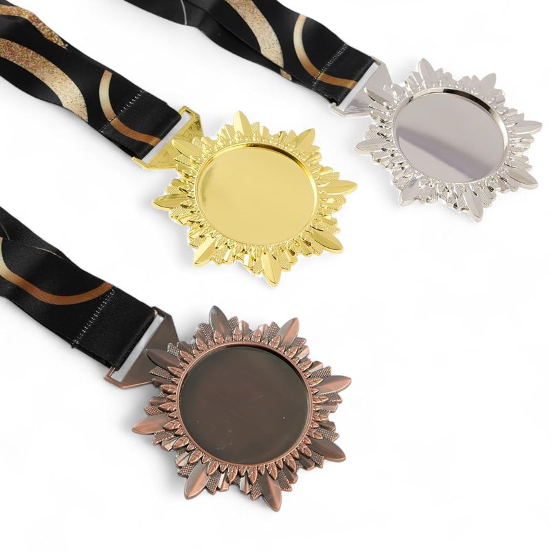 ArtRight Designer Medal for Sport & Events - Set of 3, Professional Gold, Silver, Bronze Medals with Color Tag & Ribbon, 1st, 2nd, 3rd Winner Medals (6.5cm Diameter, 60gm) - Image 1