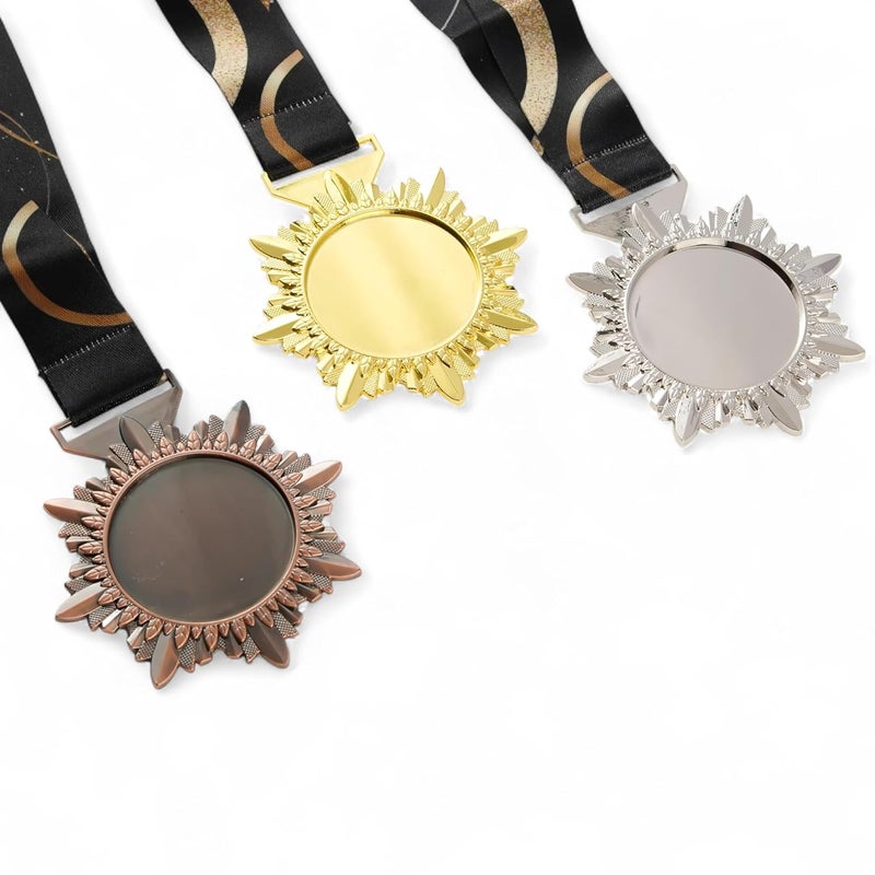ArtRight Designer Medal for Sport & Events - Set of 3, Professional Gold, Silver, Bronze Medals with Color Tag & Ribbon, 1st, 2nd, 3rd Winner Medals (6.5cm Diameter, 60gm) - Image 2