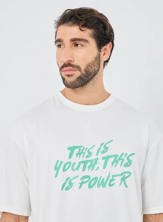 Styli Styli Slogan Print Round Neck Oversized T-Shirt