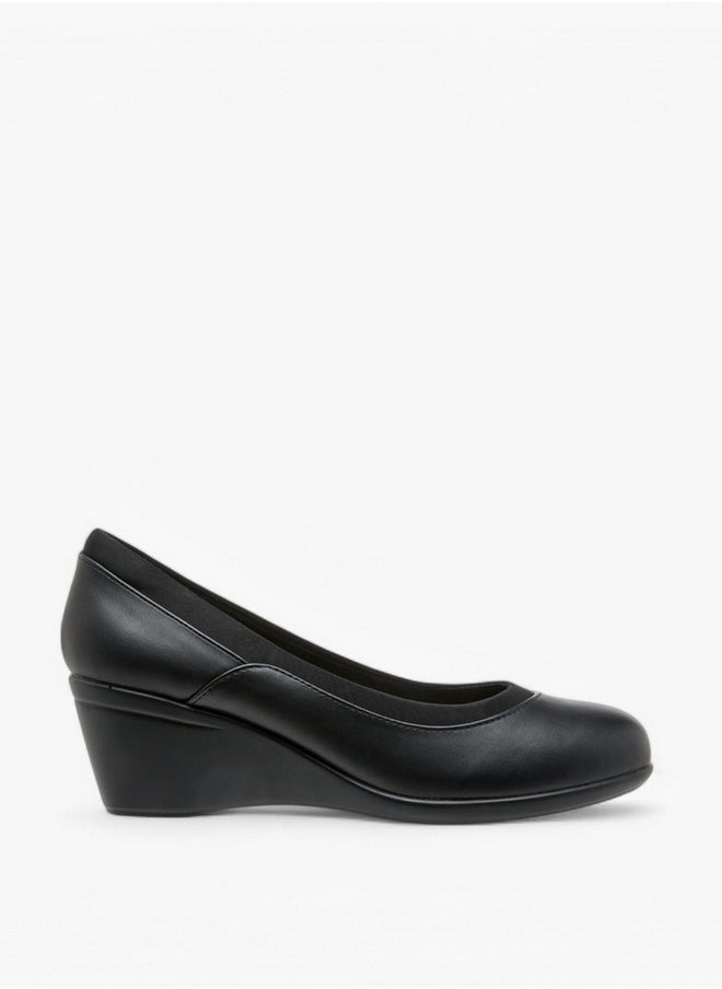 Flora Bella By Shoexpress Solid Slip-On Comfort Shoes with Wedge Heels  - Image 3