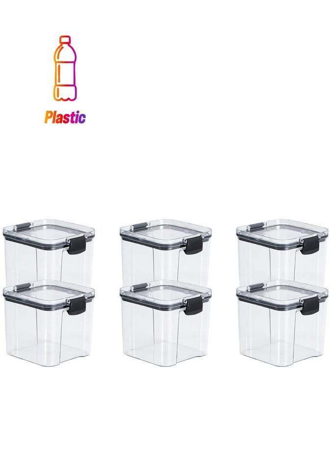 SET OF 6 PIECES 700ML AIRTIGHT FOOD STORAGE WITH LID, DOUBLE SEALED THICK STORAGE JAR, LEAK PROOF, EASY TO CLEAN, BPA FREE, KITCHEN AND OTHER STORAGE