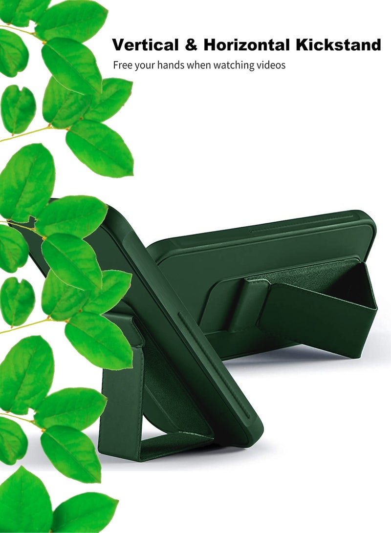 Wtech Hand Grip Foldable Magnetic Kickstand Wrist Strap Finger Grip With Built-In Iron Case Cover For Samsung Galaxy A15 4G / 5G 2023 Dark Green - Image 5