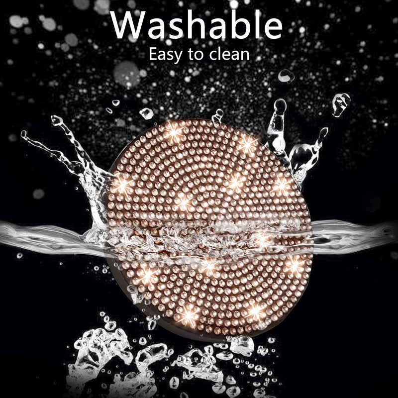 NBTEPEM 4pcs Bling Car Cup Holder Coaster, 2.75 inch Anti-Slip Shockproof Universal Fashion Car Coasters Insert Bling Crystal Rhinestone Automotive Interior Accessories for Women (Champagne) - Image 3