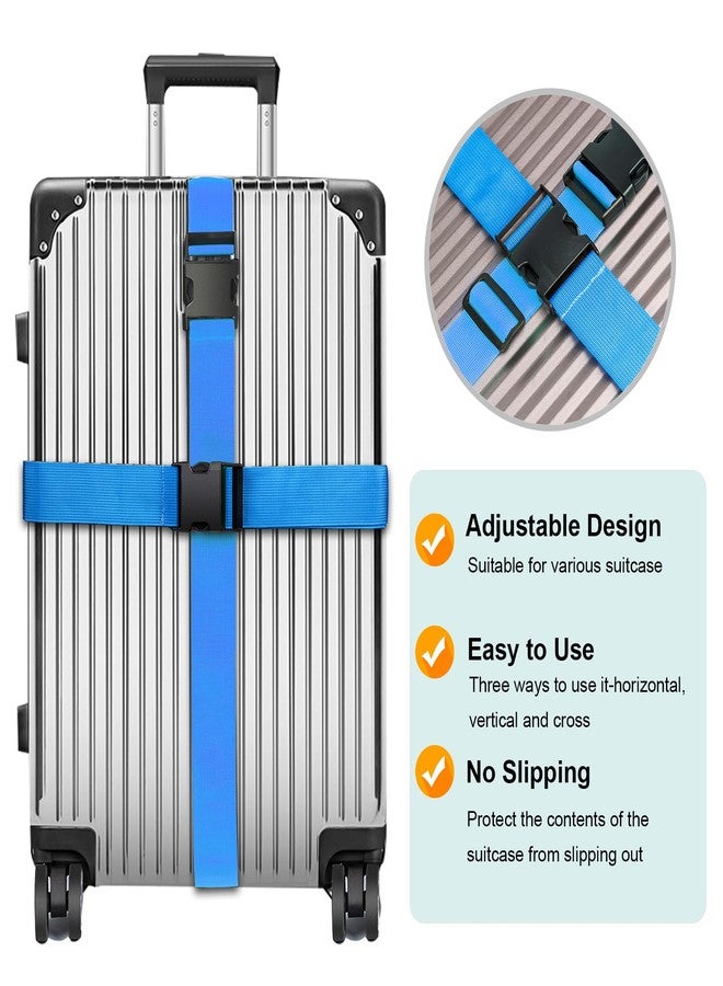 Collwait Luggage Straps for Suitcases TSA Approved, Travel Belt Suitcase Belt, Suitcase Straps TSA Approved, Luggage Belt Strap TSA Approved, Travel Straps for Luggage, Luggage Band Bag Straps, Blue - Image 2