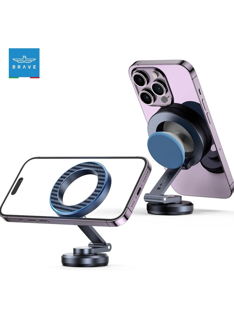 Brave Car Phone Holder with MagSafe, [360° Rotation, Super Stability] One-Handed Auto Lock, Magnetic Cell Phone Holder Accessories, Strong Dashboard Magnet to Ensure Secure Grip, Universal Compatible with iPhone 16/15/14/13 Pro Max, Samsung S25/S24/S23/S22 Ultra/Z Flip, Hands-Free Driving, Adjustable Viewing Angle, Easy Installation  - Image 1