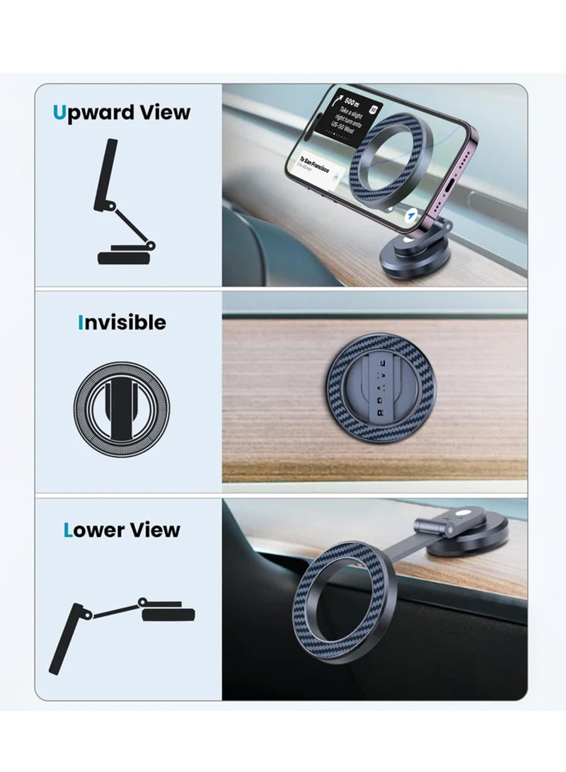 Brave Car Phone Holder with MagSafe, [360° Rotation, Super Stability] One-Handed Auto Lock, Magnetic Cell Phone Holder Accessories, Strong Dashboard Magnet to Ensure Secure Grip, Universal Compatible with iPhone 16/15/14/13 Pro Max, Samsung S25/S24/S23/S22 Ultra/Z Flip, Hands-Free Driving, Adjustable Viewing Angle, Easy Installation  - Image 2