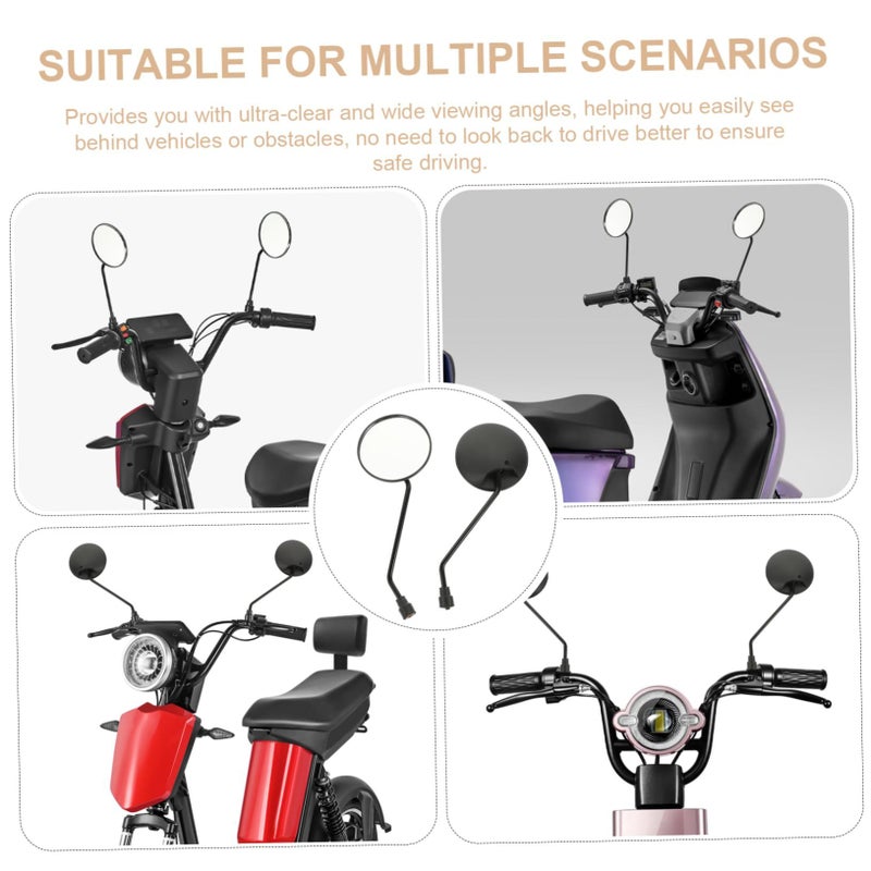 2 Pack Motorcycle Rearview Mirrors Black Universal Fit Enhanced Safety Road Visibility - Image 3