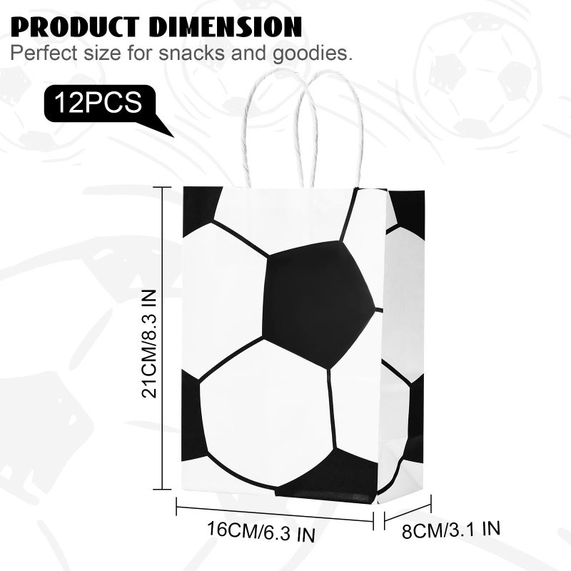 Leezmark 12 Pcs Soccer Party Favor Bags, Soccer Themed Party Gift Bags with Handles, Paper Gift Bags Soccer Goodie Bags Treat Candy Bags for Kids Adults Soccer Party Supplies - Image 2