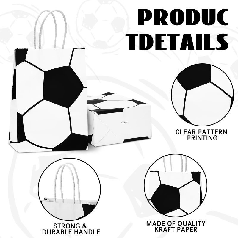 Leezmark 12 Pcs Soccer Party Favor Bags, Soccer Themed Party Gift Bags with Handles, Paper Gift Bags Soccer Goodie Bags Treat Candy Bags for Kids Adults Soccer Party Supplies - Image 3