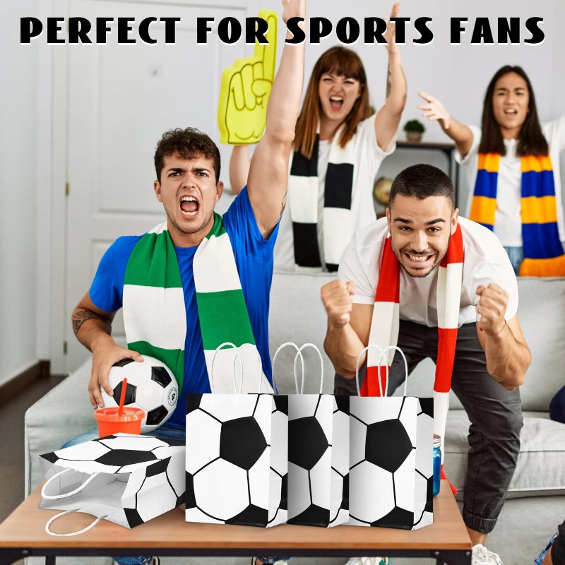 Leezmark 12 Pcs Soccer Party Favor Bags, Soccer Themed Party Gift Bags with Handles, Paper Gift Bags Soccer Goodie Bags Treat Candy Bags for Kids Adults Soccer Party Supplies - Image 4