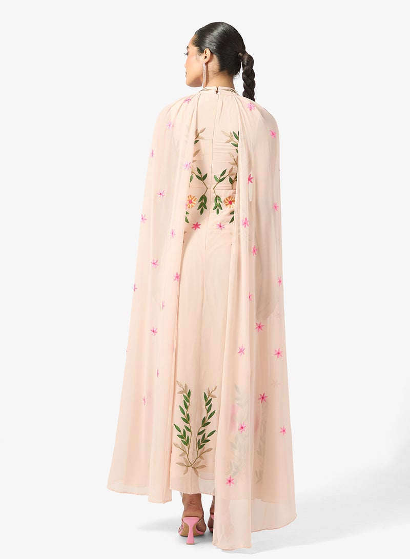 Frock and Frill Cape Sleeve Frill Detailed Embroidered Maxi Dress - Image 2