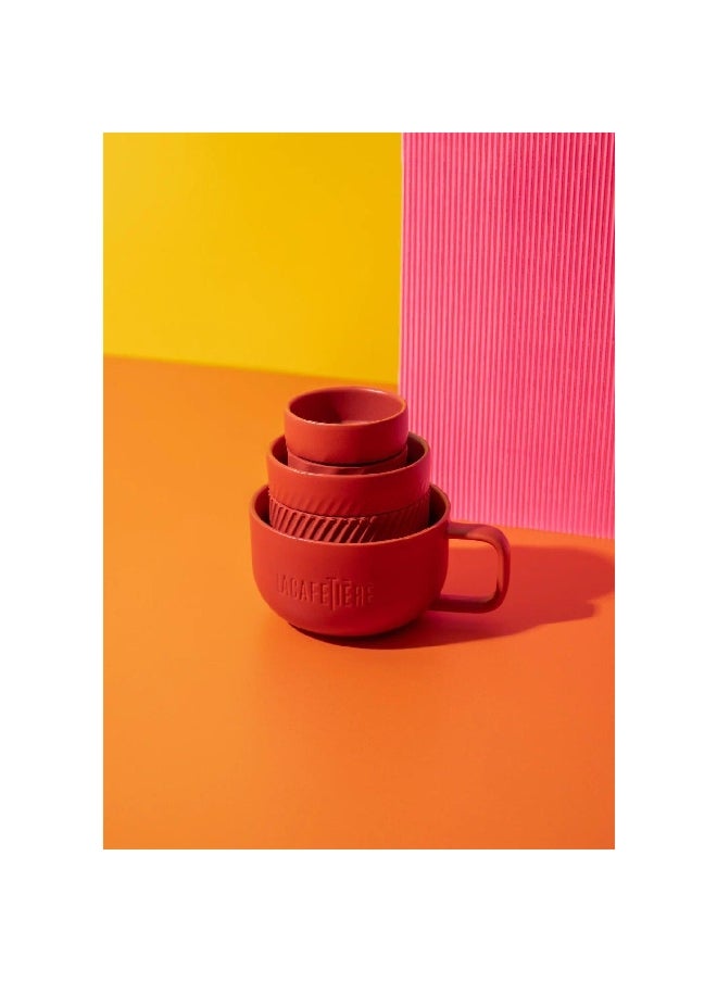 لا كافيتير 8.2 × 10.8 × 14 سم LCMUGSETRED3PC كاطقم أكواب العائلة عالي الجودة 3 قطع بورسلين أحمر  - Image 5
