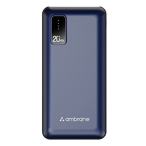 Ambrane 20000mAh Power Bank with 10.5W Fast Charging, Dual USB Output, Made in India, Multi-Layer Protection, Wide Compatibility, Stylish & Compact Design + Free Type-C Cable (Capsule 20, Blue) - Image 1