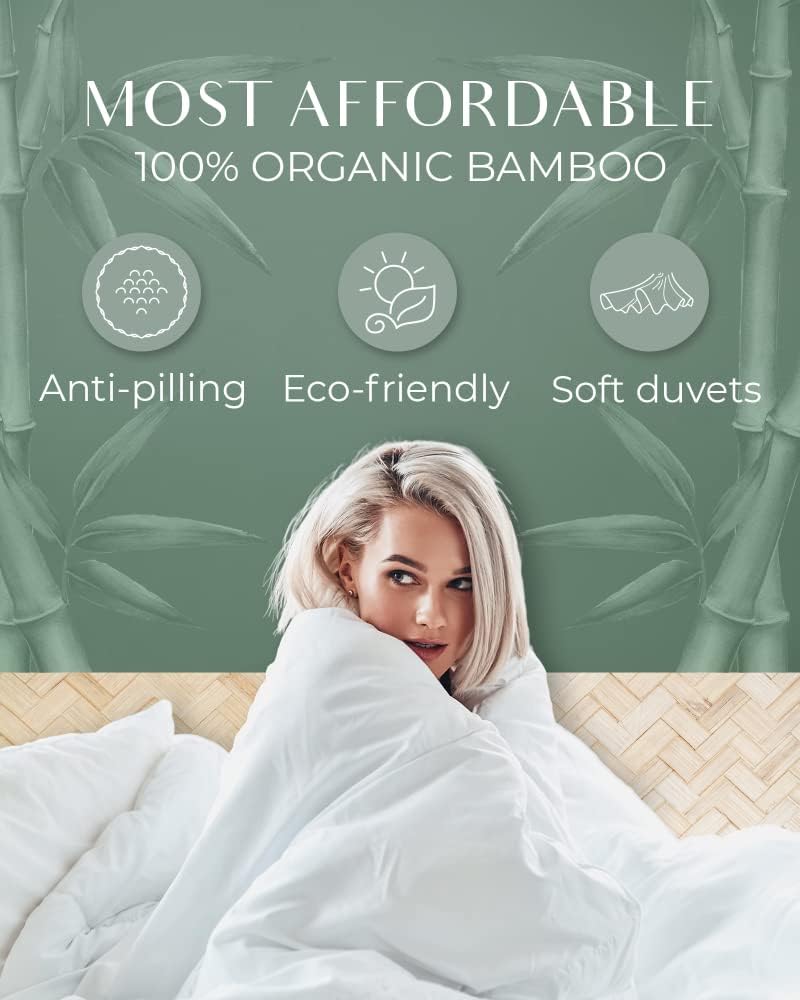 LINENWALAS 100% Bamboo Plaid Duvet Cover Set, 3 Pieces Double Duvet Cover Set with Zipper Closure, Soft, Luxurious and Cooling Bedding, Perfect for - Image 3