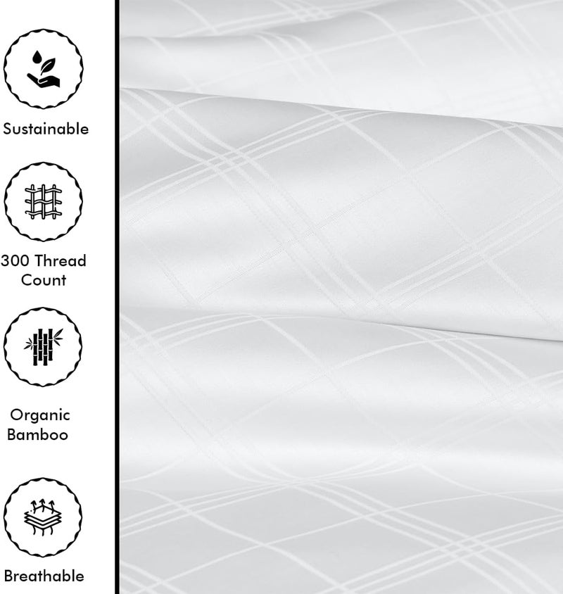 LINENWALAS 100% Bamboo Plaid Duvet Cover Set, 3 Pieces Double Duvet Cover Set with Zipper Closure, Soft, Luxurious and Cooling Bedding, Perfect for - Image 2