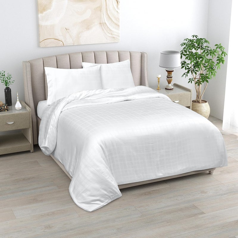 LINENWALAS 100% Bamboo Plaid Duvet Cover Set, 3 Pieces Double Duvet Cover Set with Zipper Closure, Soft, Luxurious and Cooling Bedding, Perfect for - Image 1