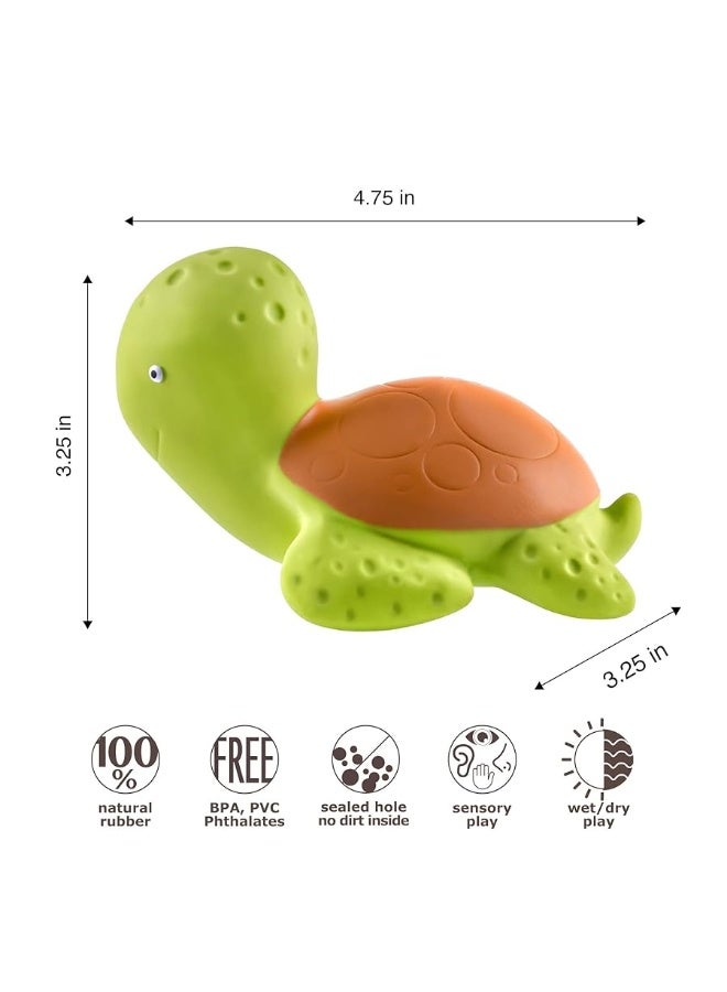 CaaOcho Pure Natural Rubber Bath Toy - Mele The Sea Turtle Baby Toy - Hole Free Bath Toys, BPA Free Bath Toys for Infants, Without Holes Sealed Natural Rubber Baby Toy - Image 4