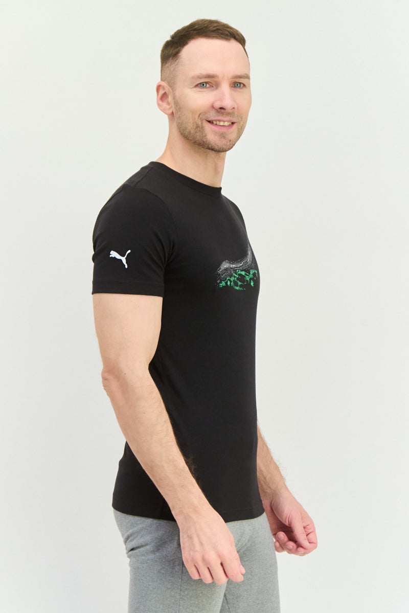 PUMA تي شيرت رياضي للرجال بأكمام قصيرة مناسب في الهواء الطلق، أسود - Image 2