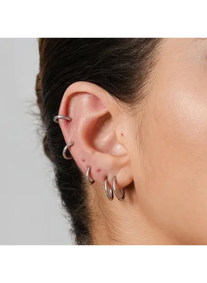 AMASIS Hypoallergenic Surgical Steel Earrings Sets for Sensitive Ears Lightweight Small Huggie Hoop Earrings 20G Stainless Steel Opal Ball Pearl CZ Flat Back Earrings for Women Men Trendy Cartilage Earrings - Image 5