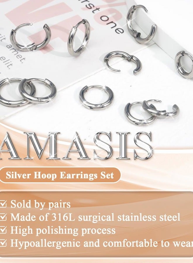 AMASIS Hypoallergenic Surgical Steel Earrings Sets for Sensitive Ears Lightweight Small Huggie Hoop Earrings 20G Stainless Steel Opal Ball Pearl CZ Flat Back Earrings for Women Men Trendy Cartilage Earrings - Image 3