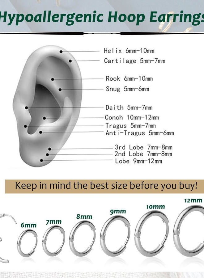 AMASIS Hypoallergenic Surgical Steel Earrings Sets for Sensitive Ears Lightweight Small Huggie Hoop Earrings 20G Stainless Steel Opal Ball Pearl CZ Flat Back Earrings for Women Men Trendy Cartilage Earrings - Image 2