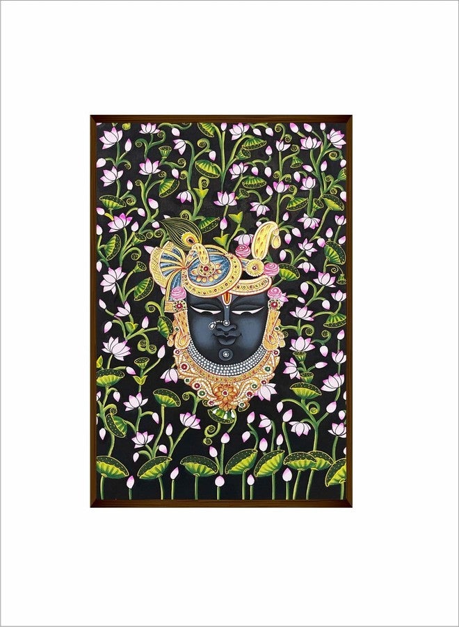 Artsense Premium Shrinathji Pichwai Wall Painting with Wooden Frame | Traditional Krishna Canvas Wall Art for Living Room Pooja Room Bedroom Temple Home Décor | 20x30 Inches 50x75 Cm - Image 1