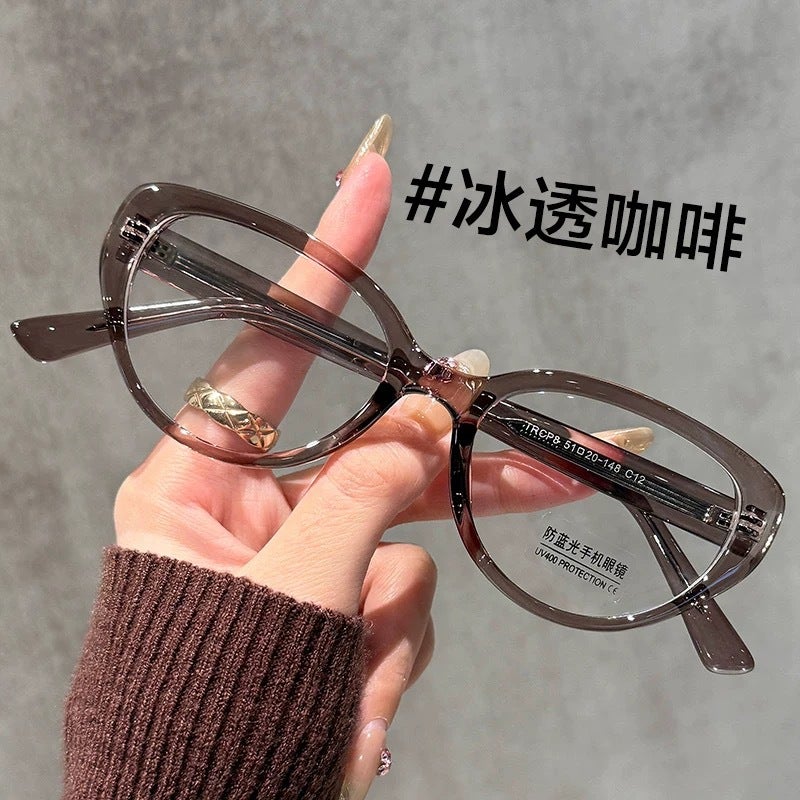 Ultra-Light Tr90 Black Frame For Myopic Women With Prescription Lenses, Large Frame Korean Style Trendy Anti-Blue Light Flat Mirror Frame Trcp8 - Image 4