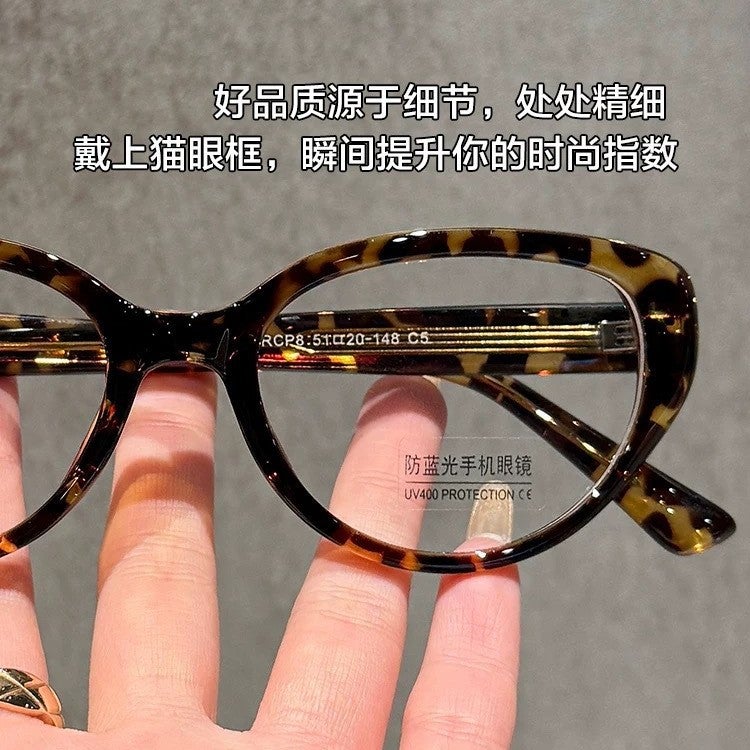 Ultra-Light Tr90 Black Frame For Myopic Women With Prescription Lenses, Large Frame Korean Style Trendy Anti-Blue Light Flat Mirror Frame Trcp8 - Image 5