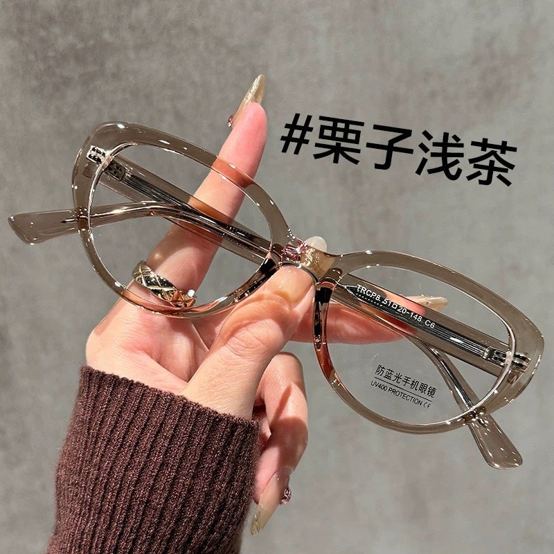 Ultra-Light Tr90 Black Frame For Myopic Women With Prescription Lenses, Large Frame Korean Style Trendy Anti-Blue Light Flat Mirror Frame Trcp8 - Image 3