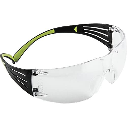 3M SF401AF SecureFit Protective Eyewear for Multipurpose Use, Frameless, Anti-fog Eyewear, Polycarbonate Lenses, Safety Glasses with UVA & UVB Protection (Black and Green, Pack of 1) - Image 1