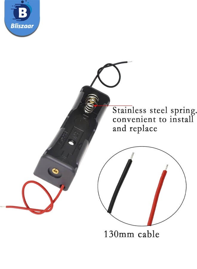 Bliszaar 18650 Battery Clip, 1 Compartment 3.7V Plastic 18650 Battery Storage Box Case with Black & Red Wiring for 18650 Battery with Connection Cable (Pack of 4)  - Image 3