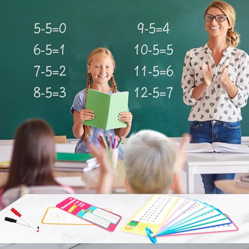 Anemeeoke 112 Subtraction Flash Cards Large Math Table Flashcards Including 15 Cards 2 Dry Erase Markers 1 Rings Educational Times Table Flashcards for Classroom Home for 1st to 3rd Grades - Image 5