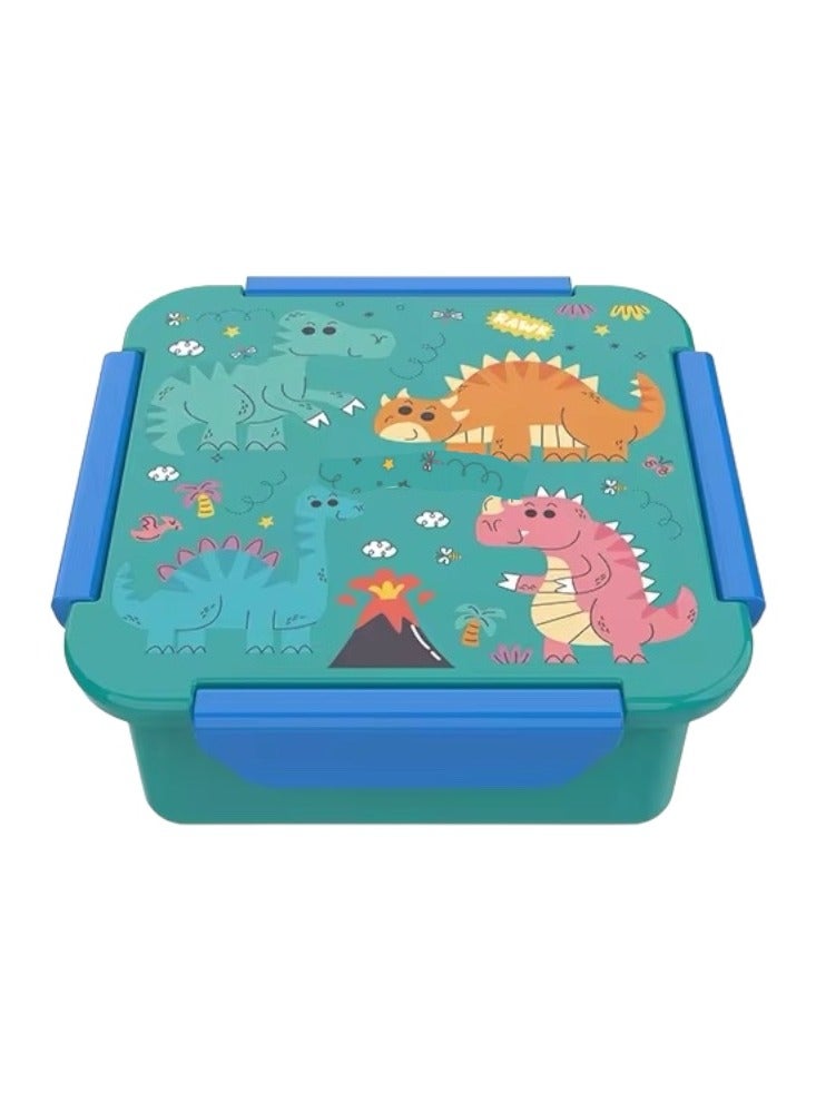 Doodle Kiddo Dinosaur Bento Lunch & Snack Box for Boys - BPA Free, Leak Proof, Microwave & Dishwasher Safe, 14.5x14.5x6 cm - Image 2