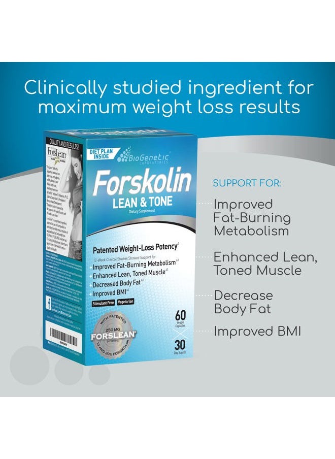 BioGenetic Laboratories - BioGenetic Labs Forskolin Lean & Tone - Weight Loss Pills - Body Toning Formula Fat Burner and Maintenance of Muscle Mass for Men and Women Appetite Suppressant - 60 Capsules - Vegetarian - Image 1