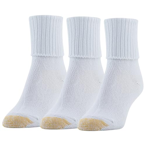 GOLDTOE Women's Bermuda Turn Cuff Socks, 3-Pairs, White, Shoe Size: 6-9 - Image 1