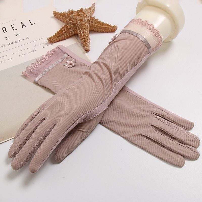 Women's UV-Protective Thin Ice Silk Gloves for Summer - Anti-Slip Touchscreen  Design