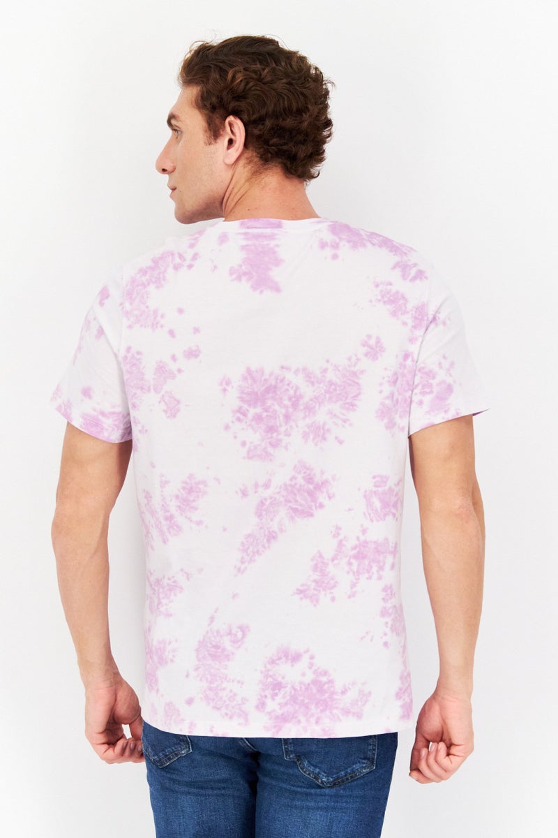 Celio Men Crew Neck Short Sleeves Tie Dye T-Shirt, Purple - Image 3