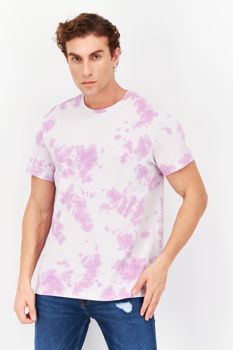 Celio Men Crew Neck Short Sleeves Tie Dye T-Shirt, Purple - Image 1