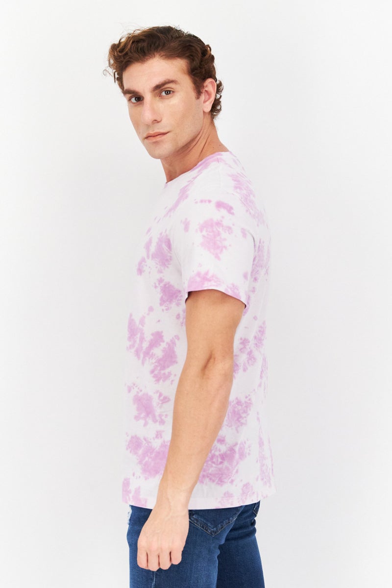 Celio تي شيرت قصير الأكمام للرجال بتصميم تداخل الألوان، بنفسجي - Image 4