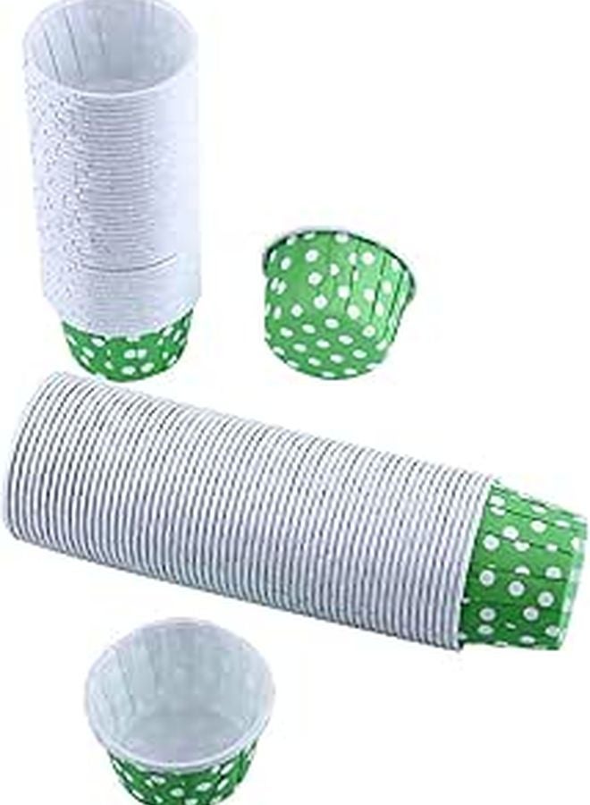 Greaseproof Paper Cups 100pcs Oven Safe High Temp Baking Cups 8 Colors Green Polka Dots - Image 1
