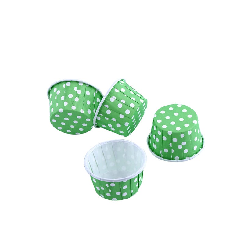 Greaseproof Paper Cups 100pcs Oven Safe High Temp Baking Cups 8 Colors Green Polka Dots - Image 4
