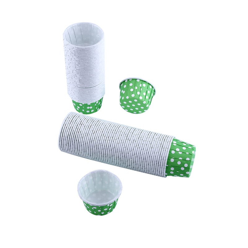 Greaseproof Paper Cups 100pcs Oven Safe High Temp Baking Cups 8 Colors Green Polka Dots - Image 2
