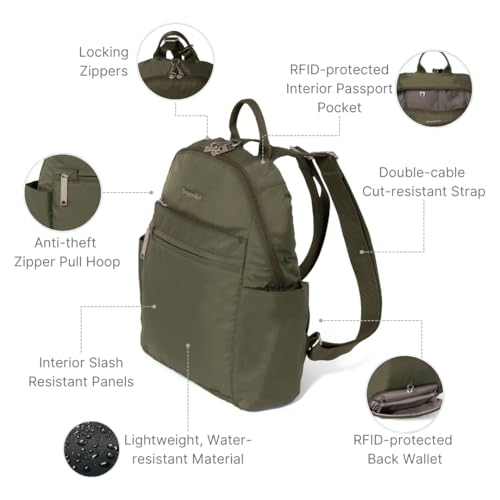 Baggallini Securtex® Anti-theft Vacation Travel Backpack 10x13 Slash-Resistant Nylon Daypack w/RFID - Image 3