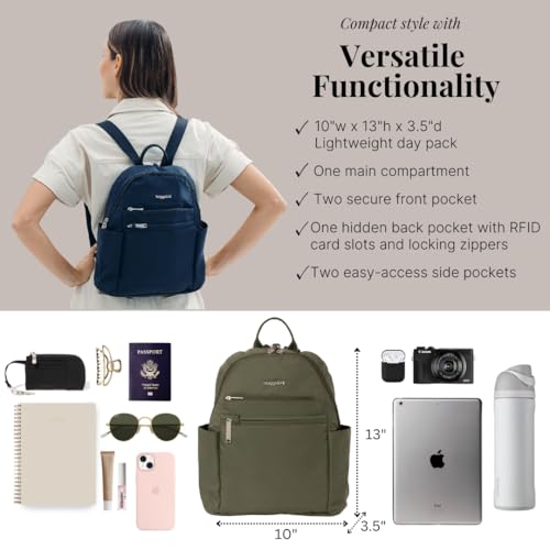 Baggallini Securtex® Anti-theft Vacation Travel Backpack 10x13 Slash-Resistant Nylon Daypack w/RFID - Image 4