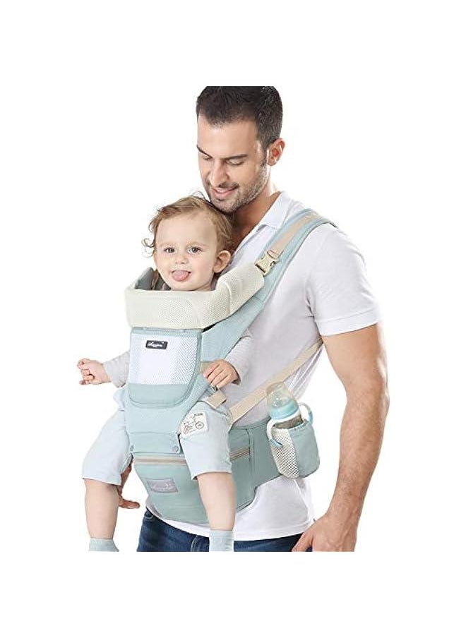 Gonice Baby Carrier with Hip Seat, Multi-Functional 9 in 1 Baby Backpack Carrier, Suitable For 0-36 Months Baby, Toddler, Infant, Newparents (GREEN)  - Image 1