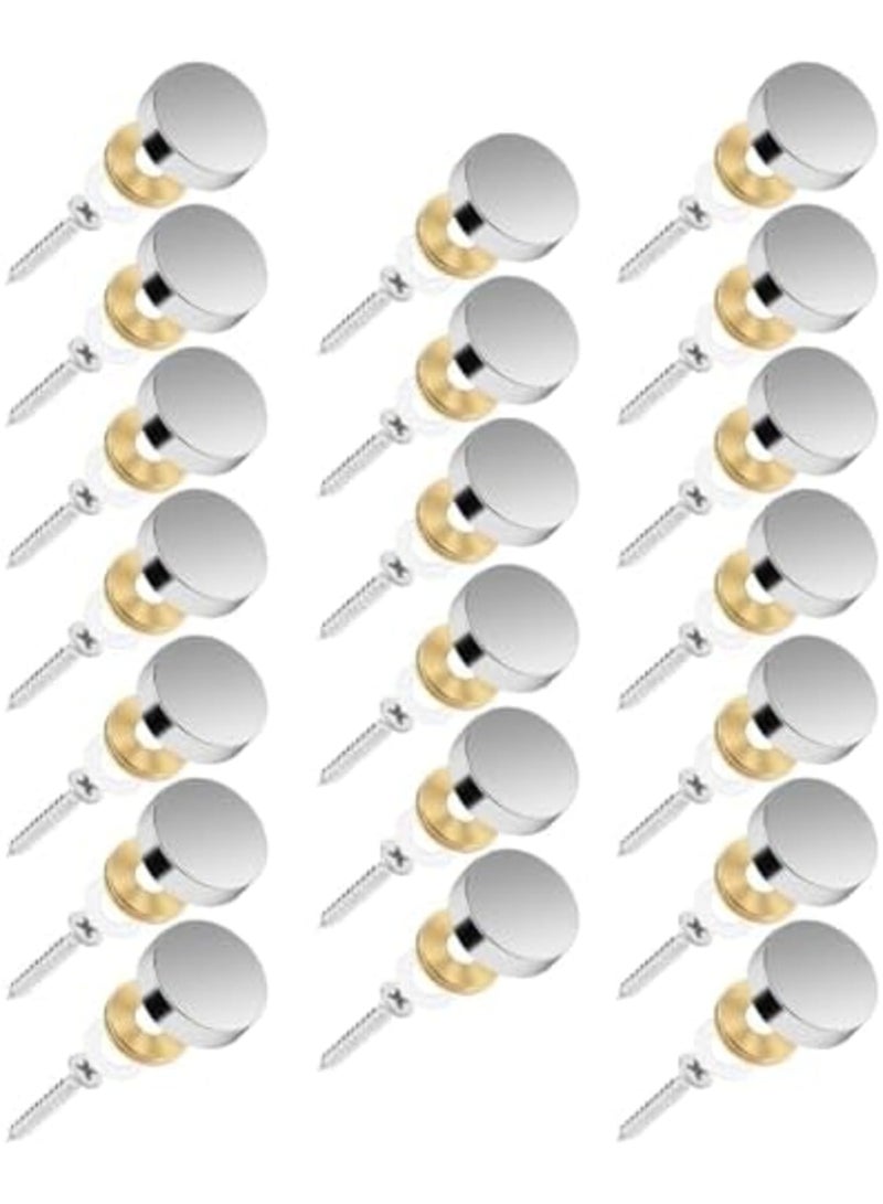 SYOSI Stainless Steel Mirror Screws with Decorative Screw Cover Caps, 0.63" Diameter (16mm), 20 Pcs Fasteners for Bathroom Mirrors, Kitchen Ceiling, Arts, Crafts, and Sign Installations, Silver - Image 1