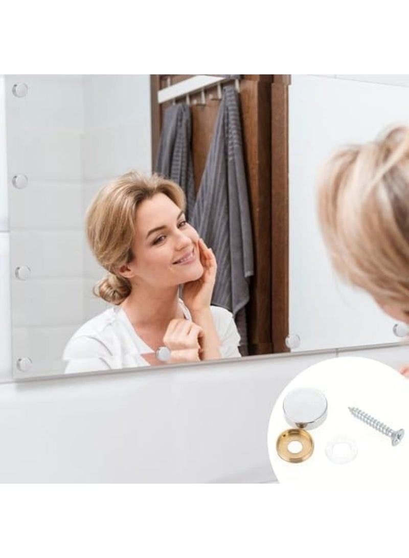 SYOSI Stainless Steel Mirror Screws with Decorative Screw Cover Caps, 0.63" Diameter (16mm), 20 Pcs Fasteners for Bathroom Mirrors, Kitchen Ceiling, Arts, Crafts, and Sign Installations, Silver - Image 3