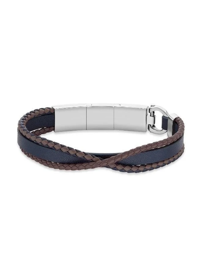 CERRUTI 1881 Blue Brown Leather Bracelet for Men